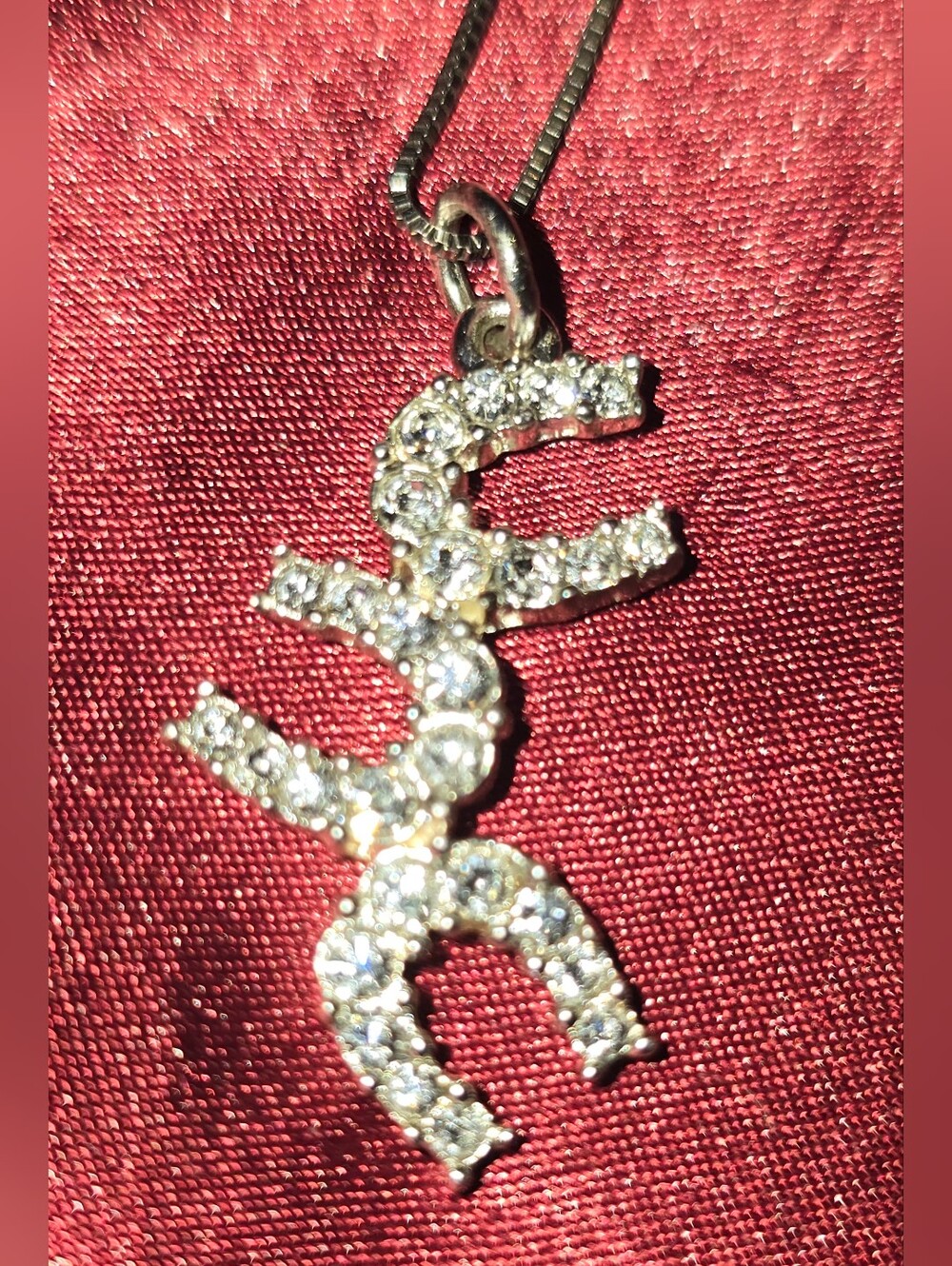 Silver Pave Rhinestone  Horseshoe Pendant Necklace